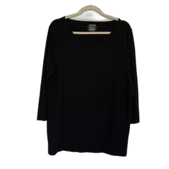 Chico's Women Top Size 3 US XL Black the ultimate tee Closet Staple Relaxed Fit - Picture 1 of 8